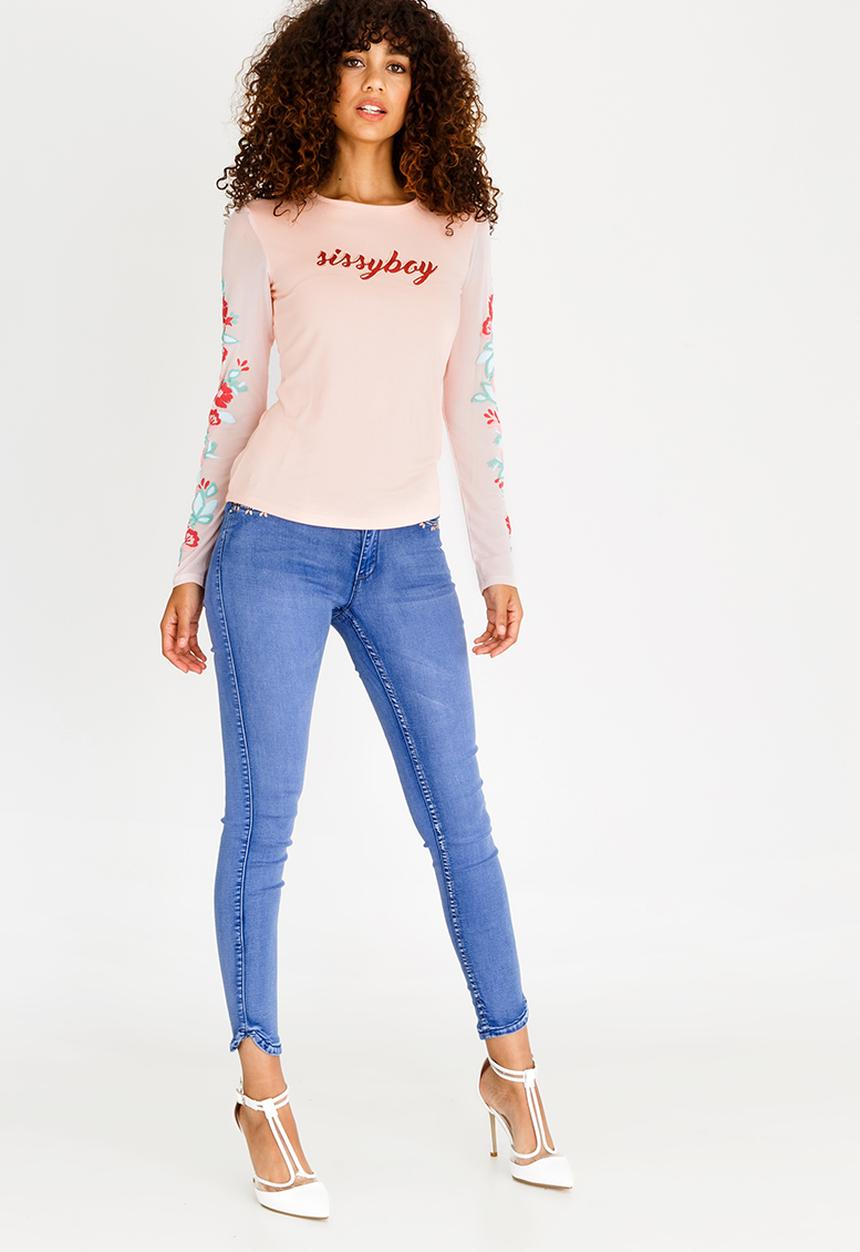 SISSY BOY - Roskea Mesh Sleeve Top Pale Pink