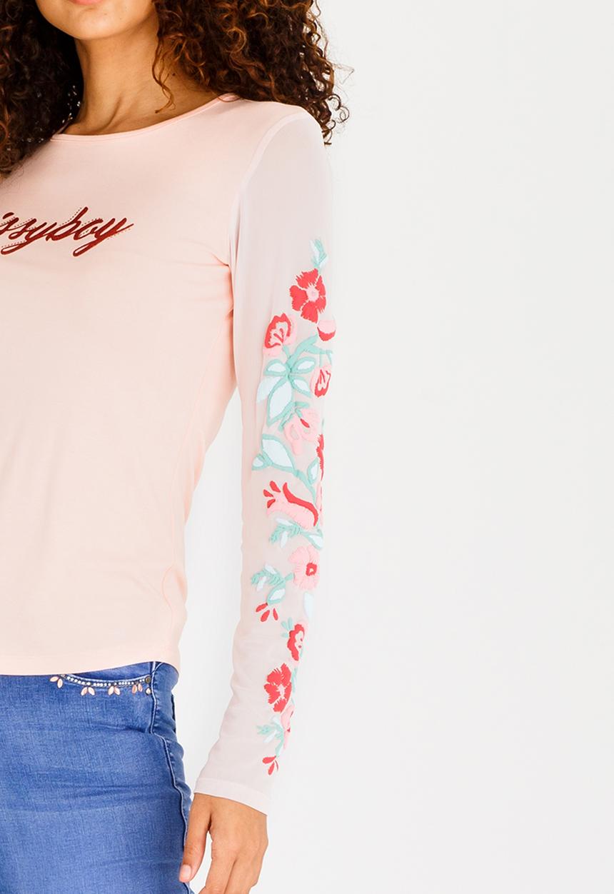 SISSY BOY - Roskea Mesh Sleeve Top Pale Pink