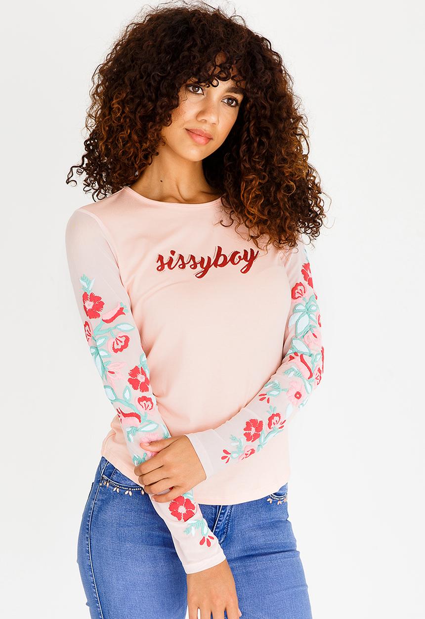 SISSY BOY - Roskea Mesh Sleeve Top Pale Pink