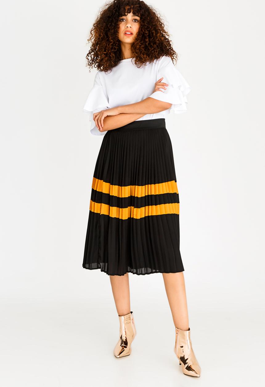 STYLE REPUBLIC - Pleated Midi Skirt Black