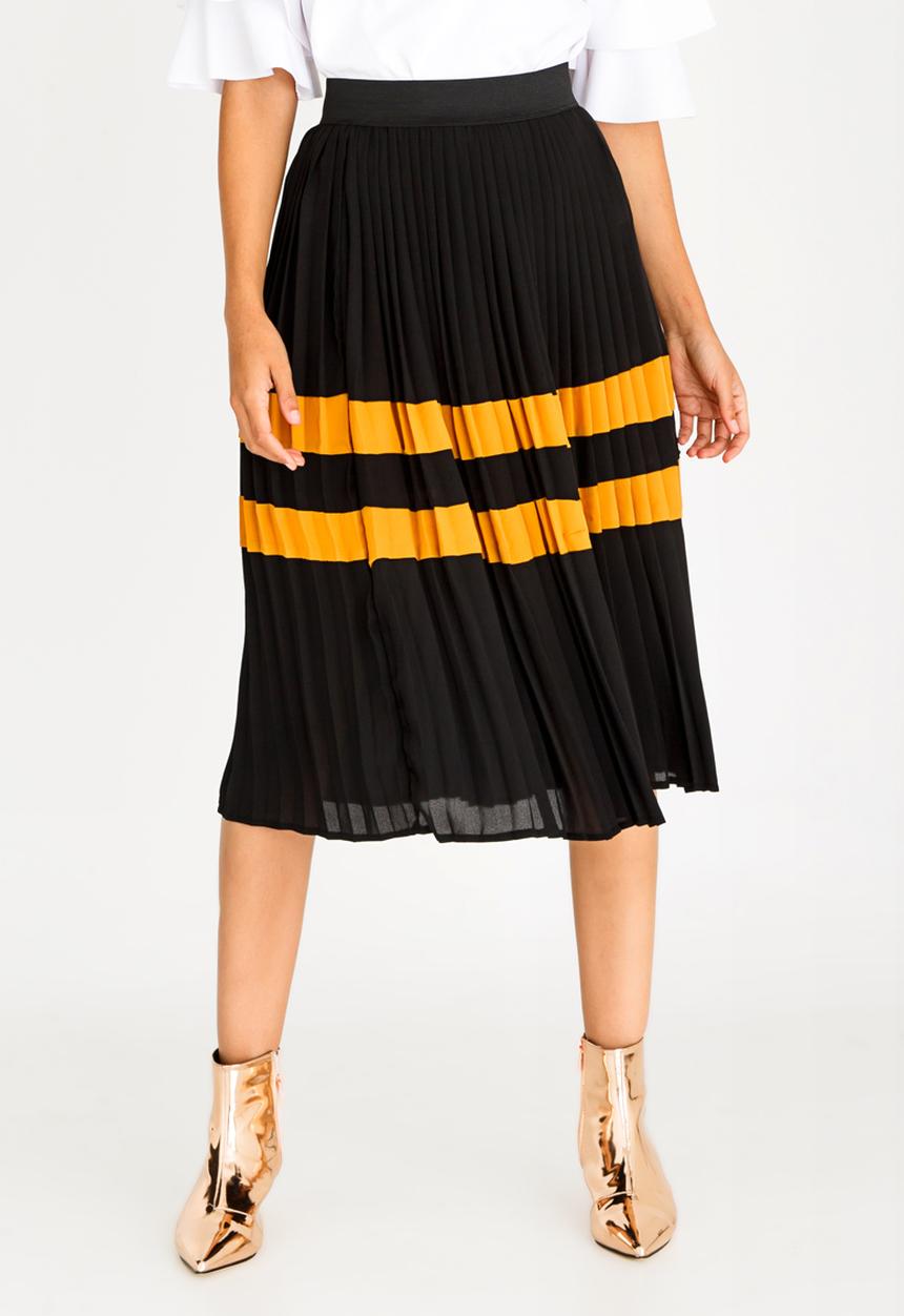 STYLE REPUBLIC - Pleated Midi Skirt Black