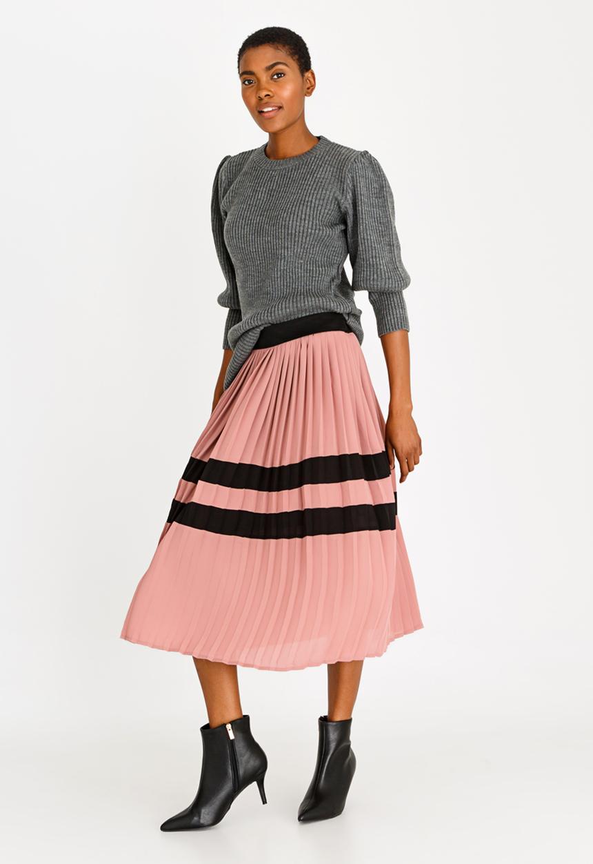 STYLE REPUBLIC - Pleated Midi Skirt Rose