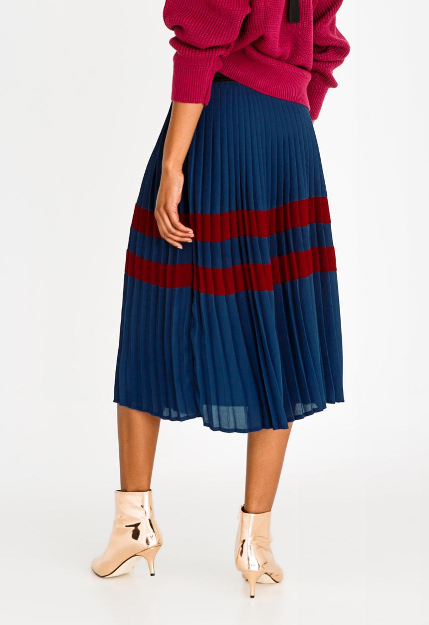 STYLE REPUBLIC - Pleated Midi Skirt Navy