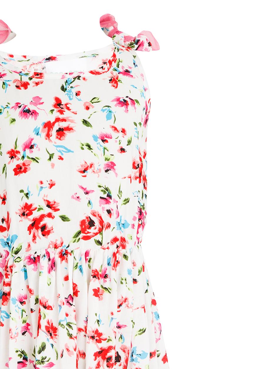 See-Saw - Mid Waist Dress with Mesh Shoulder Bow Multi-colour