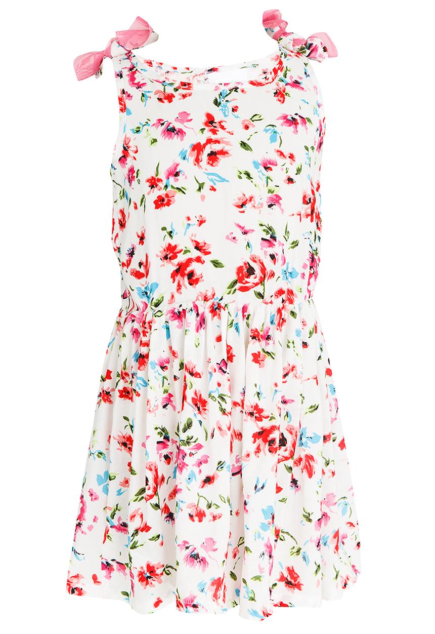 See-Saw - Mid Waist Dress with Mesh Shoulder Bow Multi-colour