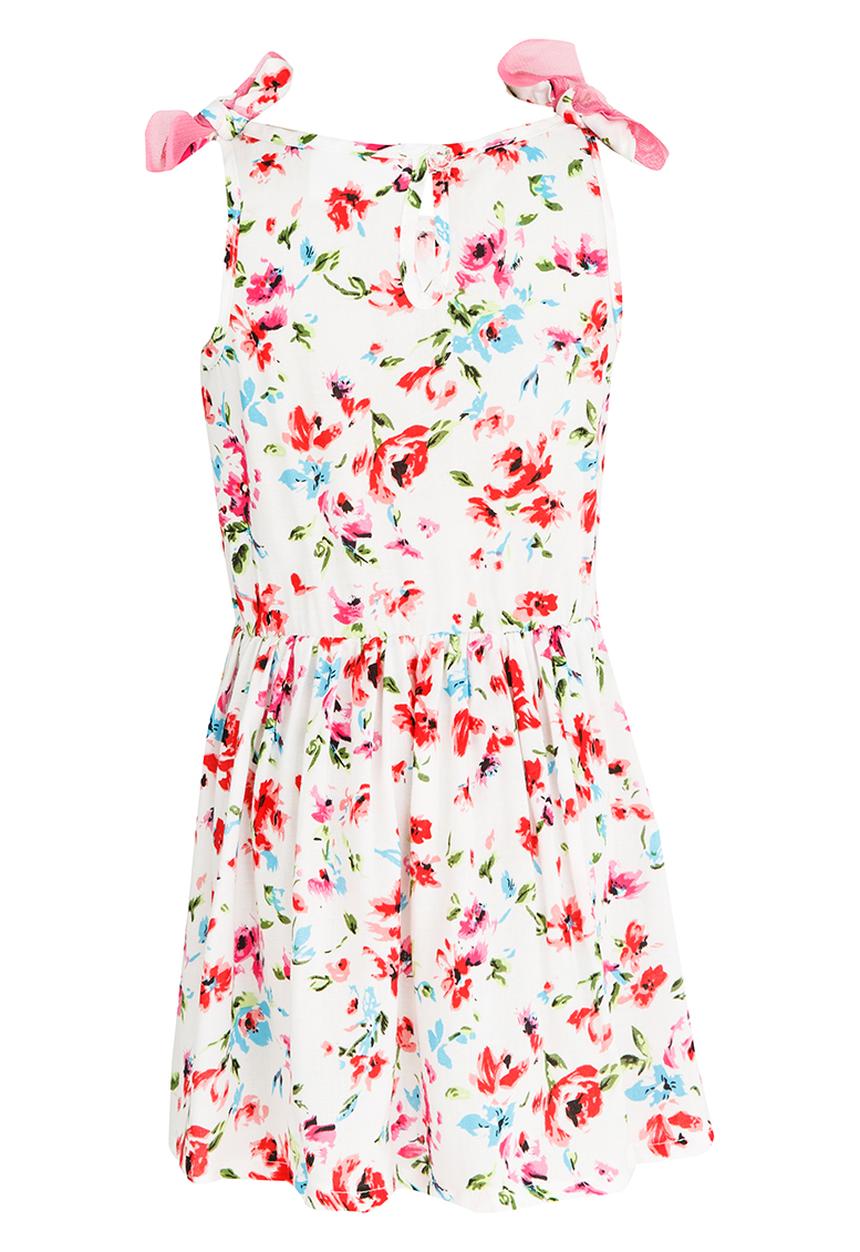 See-Saw - Mid Waist Dress with Mesh Shoulder Bow Multi-colour