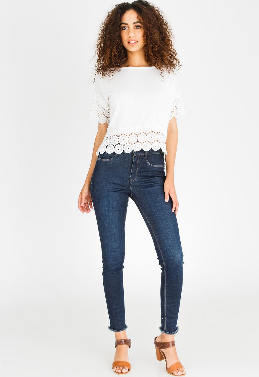 edit - Top with Crochet Trim Off White