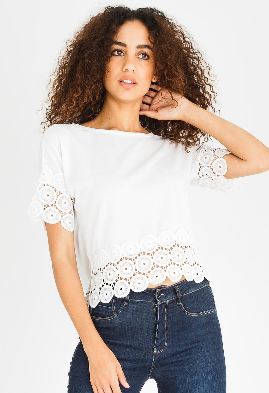 edit - Top with Crochet Trim Off White