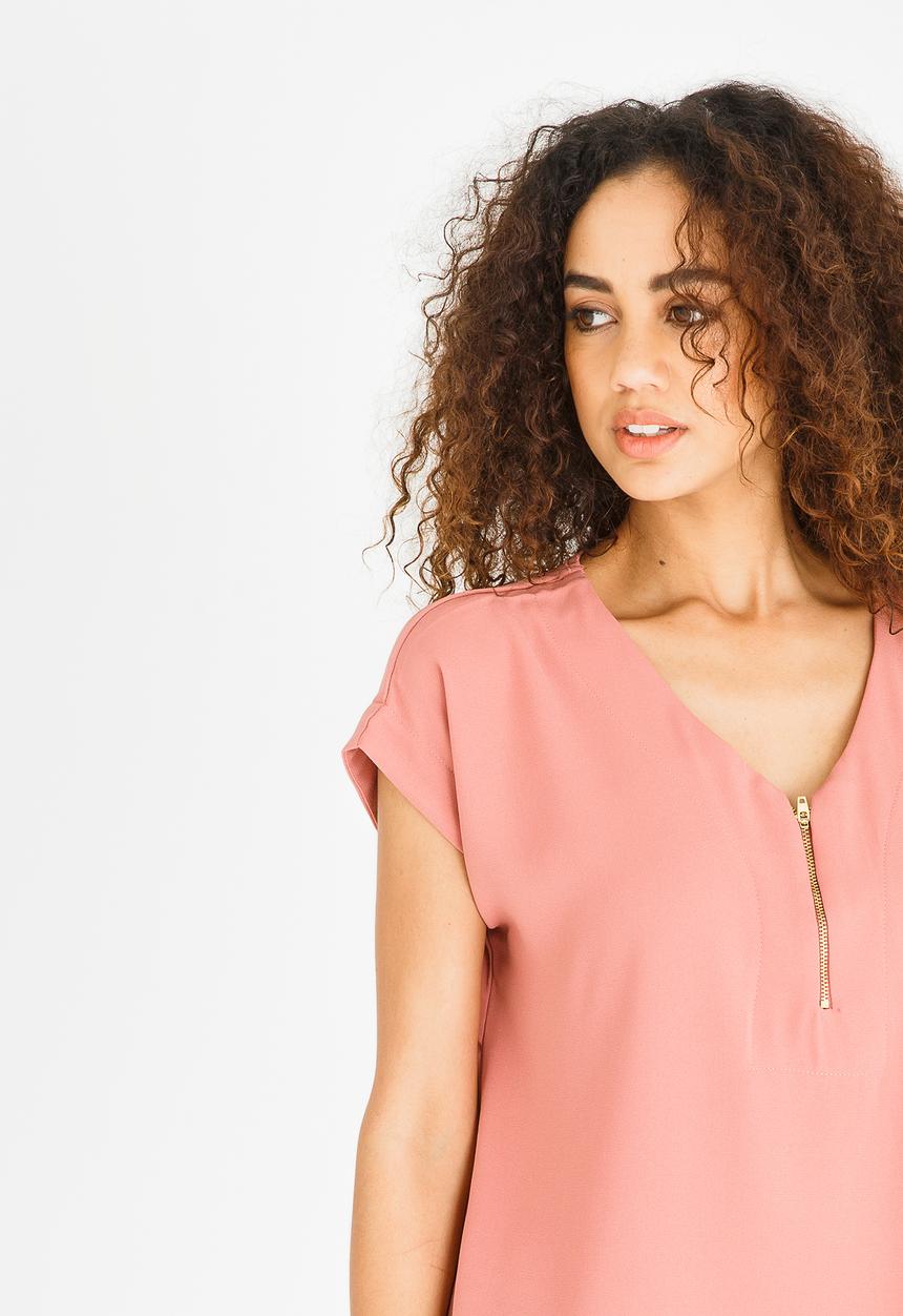 edit - Zip Blouse Mid Pink