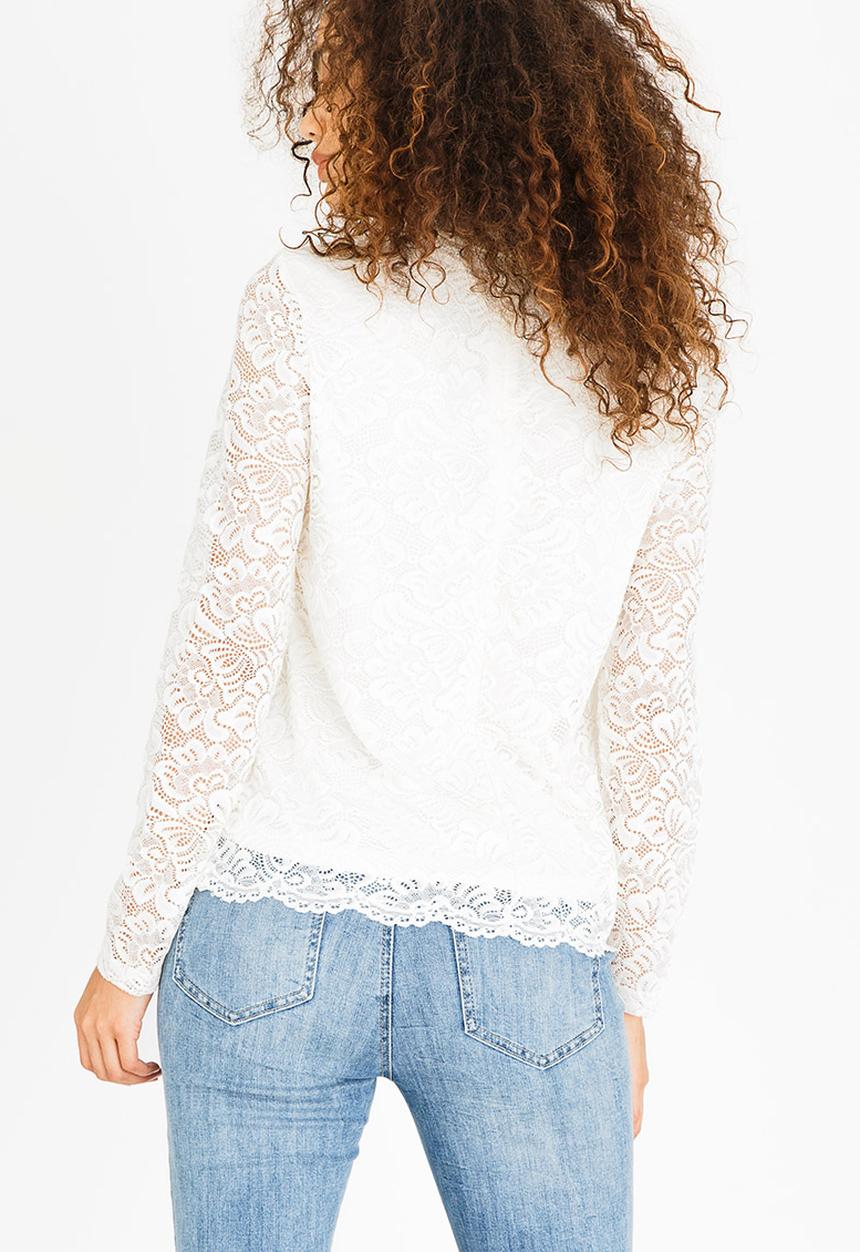 Vero Moda - Freja Lace High Neck Top Off White