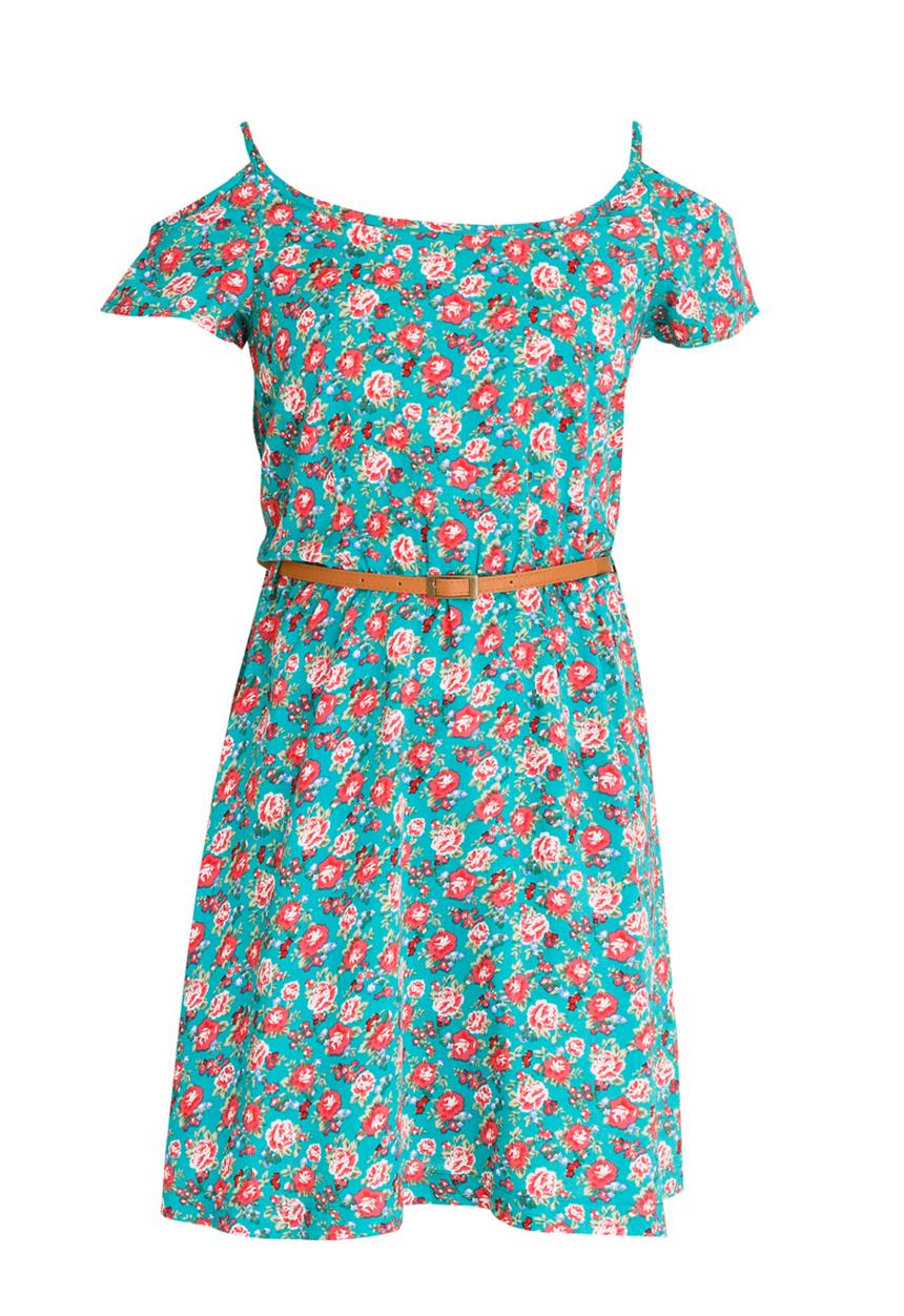Rebel Republic - Mid Waist Dress with Cold Shoulder Multi-colour