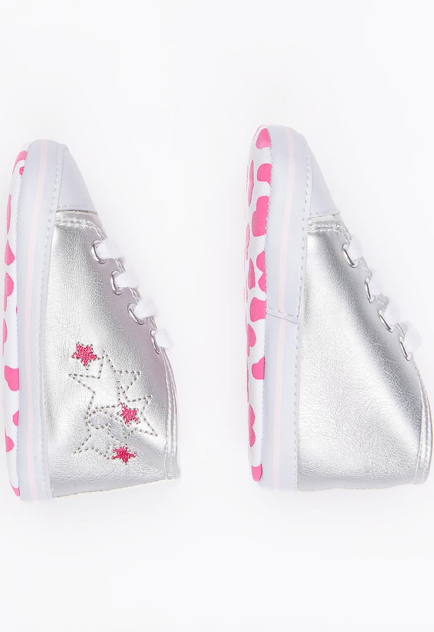 Pop Candy - Printed High Top Sneaker Silver