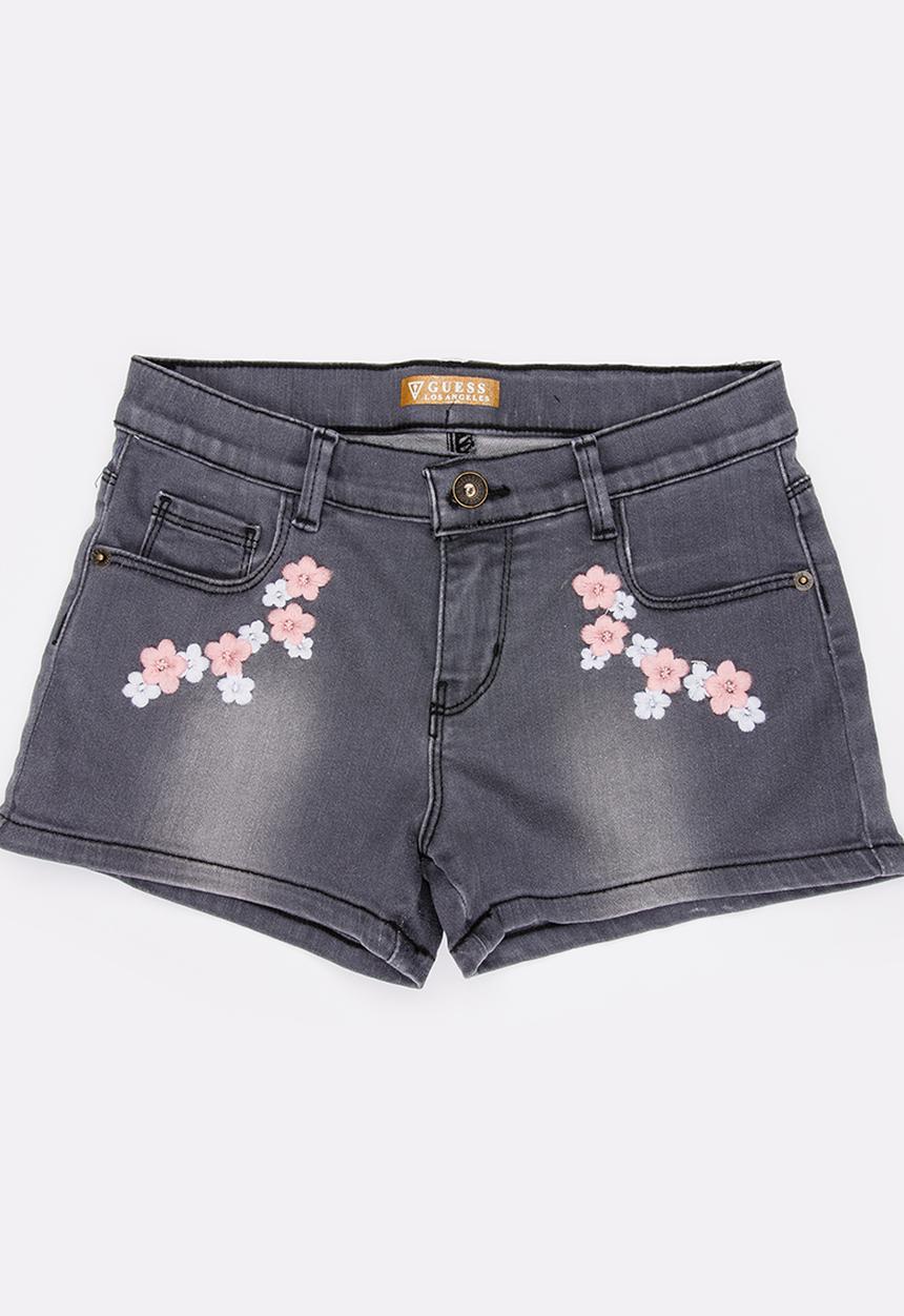 GUESS - Floral Denim Shorts Grey