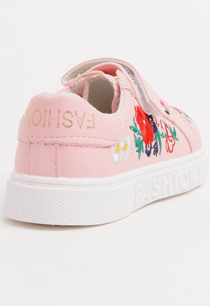 Pop Candy - Girls Rose Printed Sneaker Pale Pink