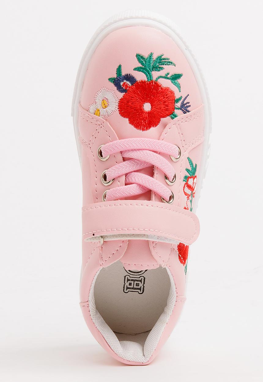 Pop Candy - Girls Rose Printed Sneaker Pale Pink