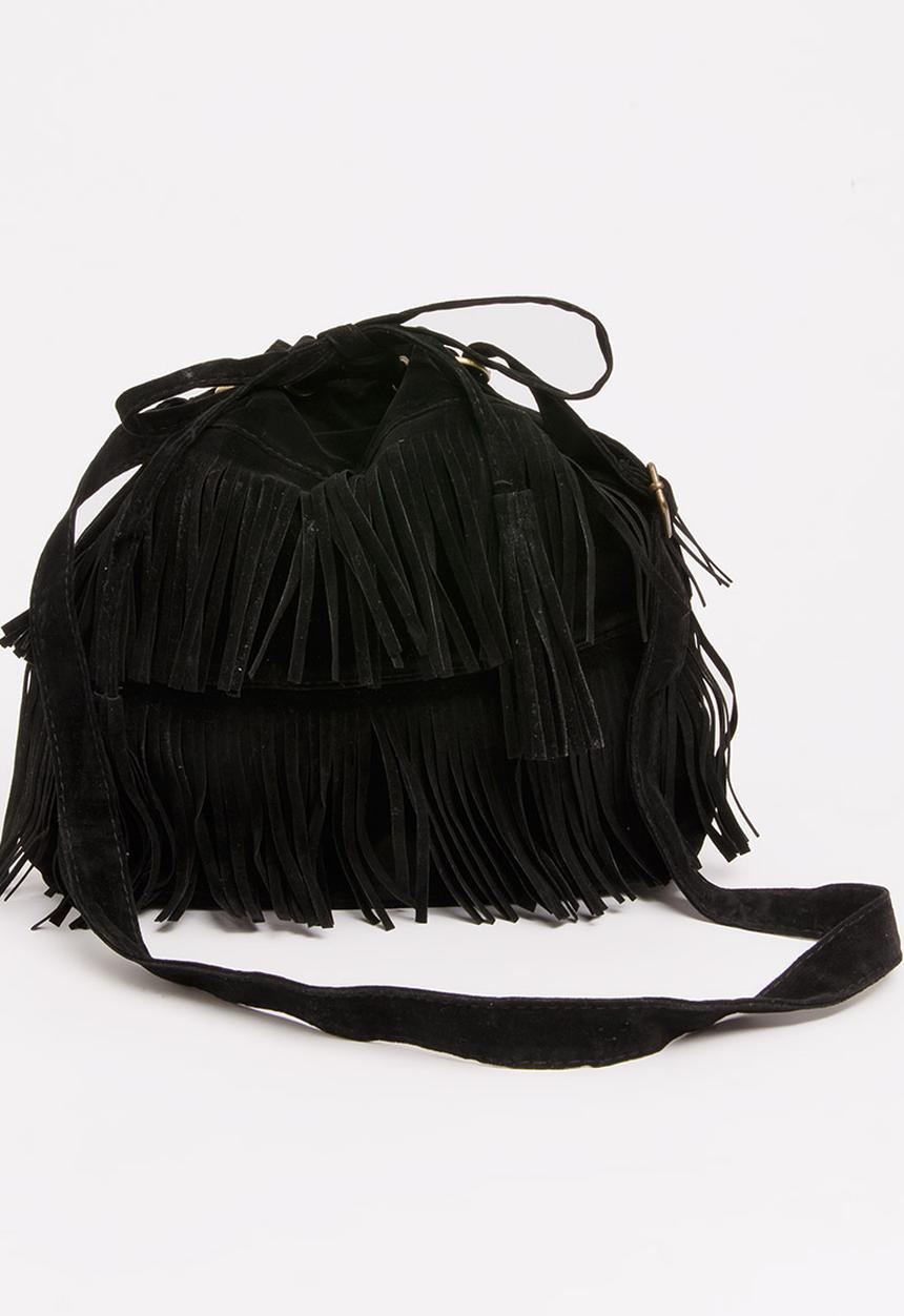 Pop Candy - Girls Fringe Pouch Handbag Black