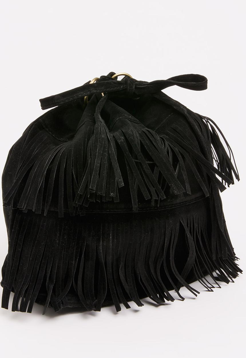 Pop Candy - Girls Fringe Pouch Handbag Black