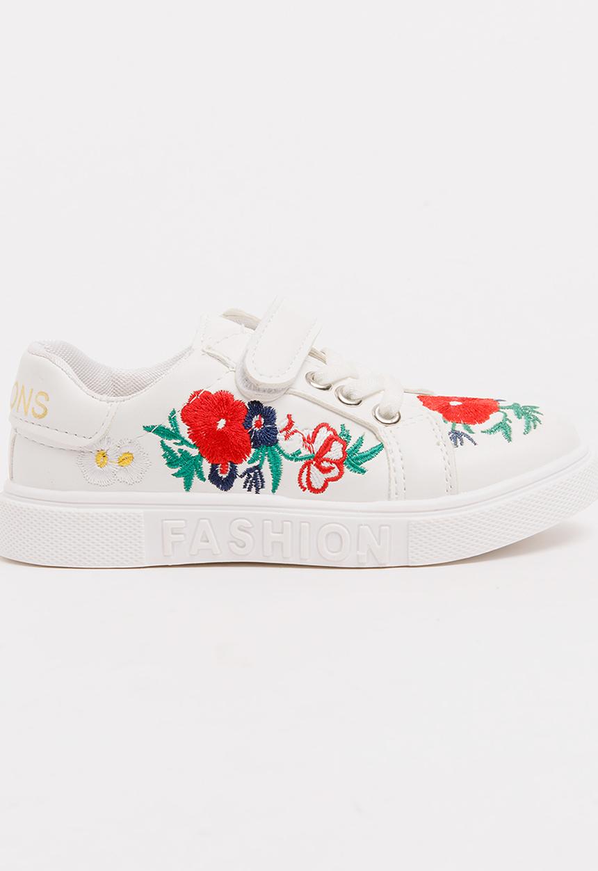 Pop Candy - Girls Rose Printed Sneaker White