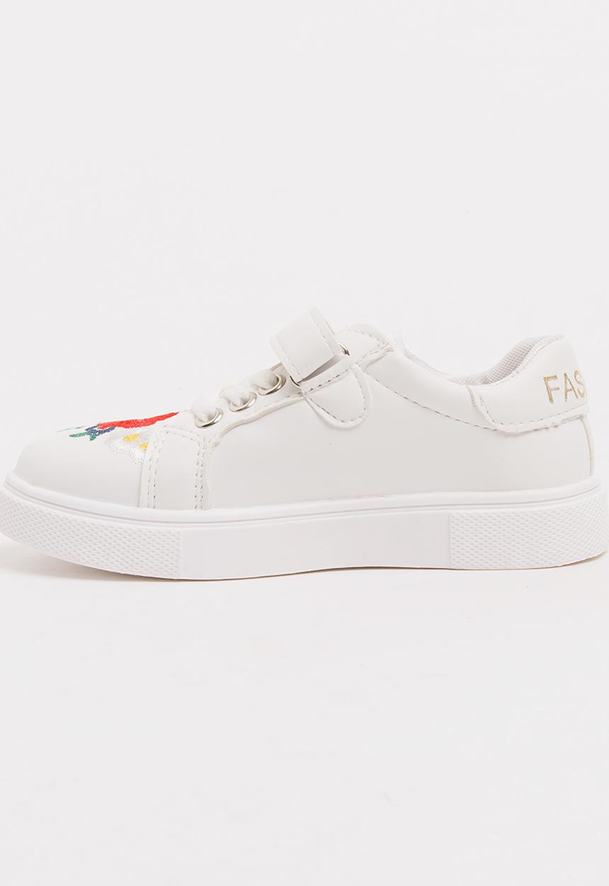 Pop Candy - Girls Rose Printed Sneaker White