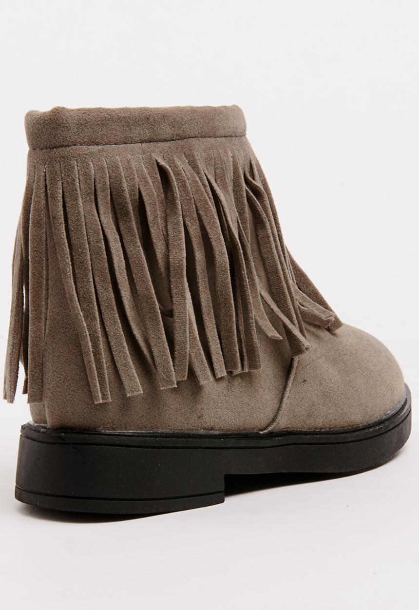 Pop Candy - Girls  Fringe Boot Grey