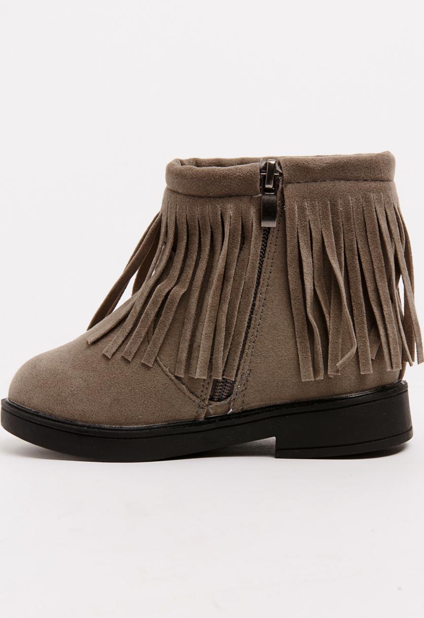 Pop Candy - Girls  Fringe Boot Grey