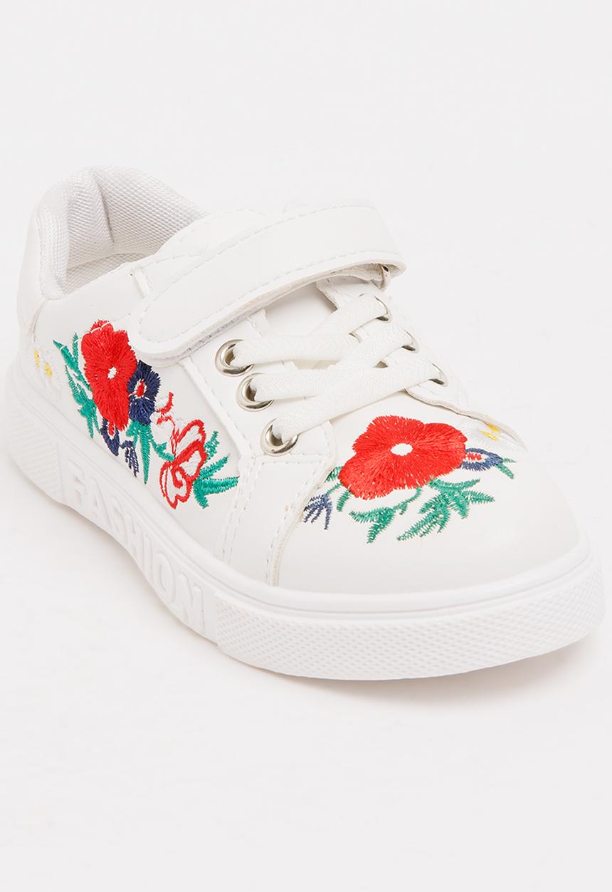 Pop Candy - Girls Rose Printed Sneaker White