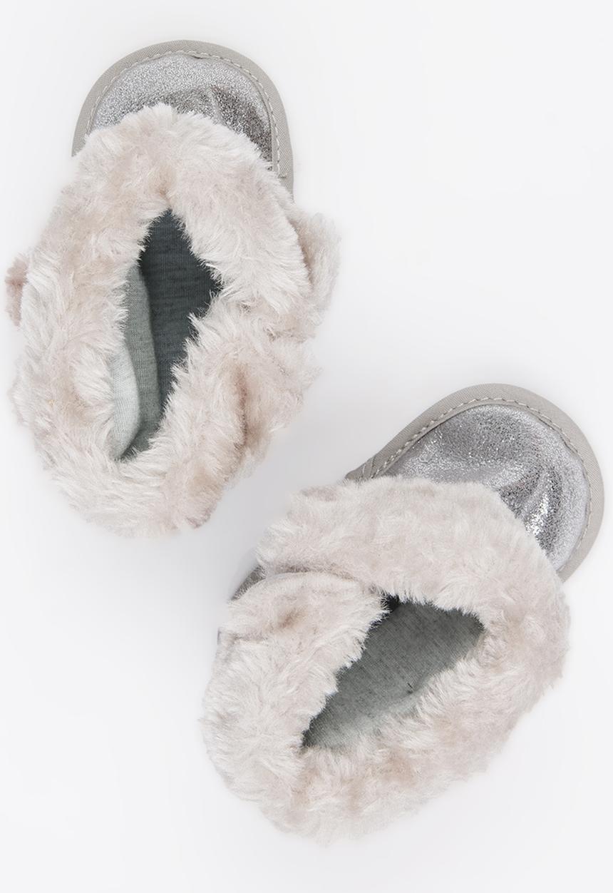 Pop Candy - Girls Pom Pom Booties Silver