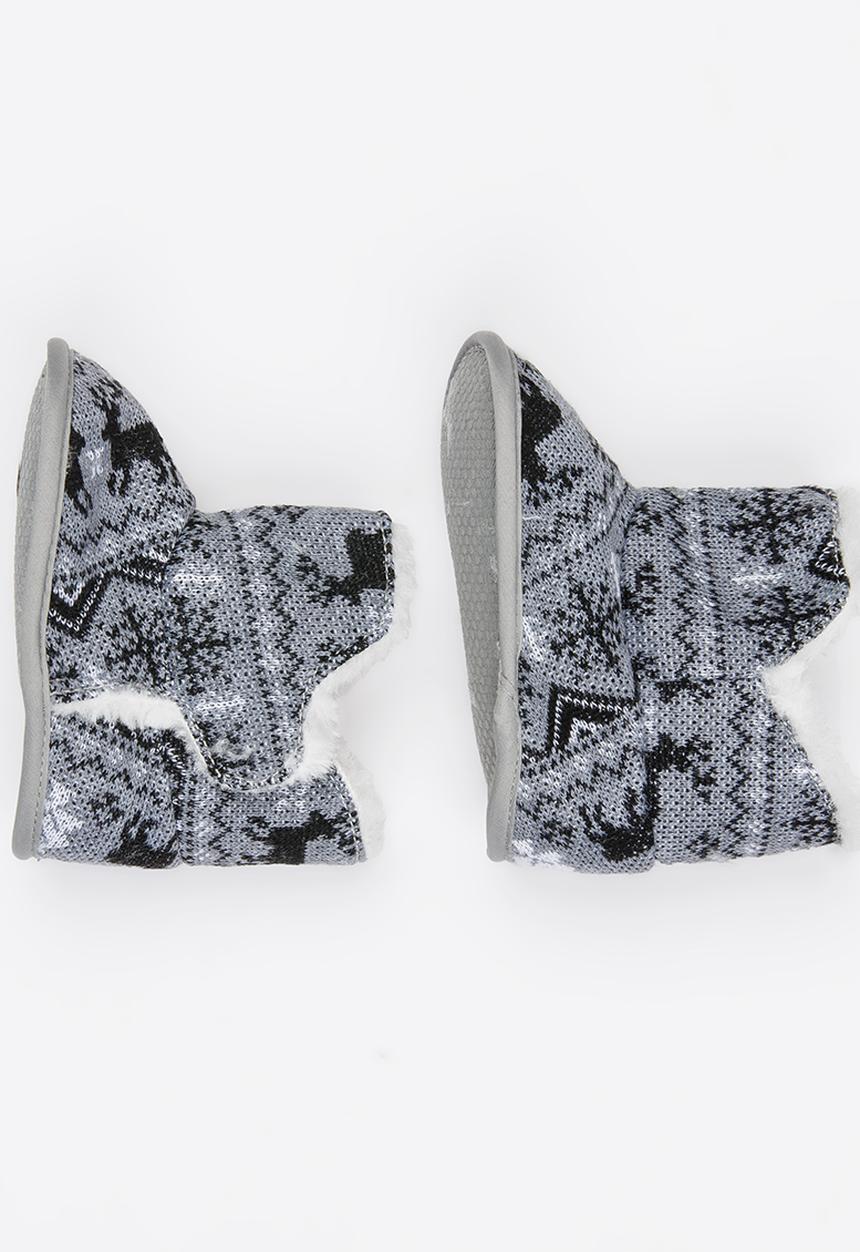 Pop Candy - Boys booties - grey & black 