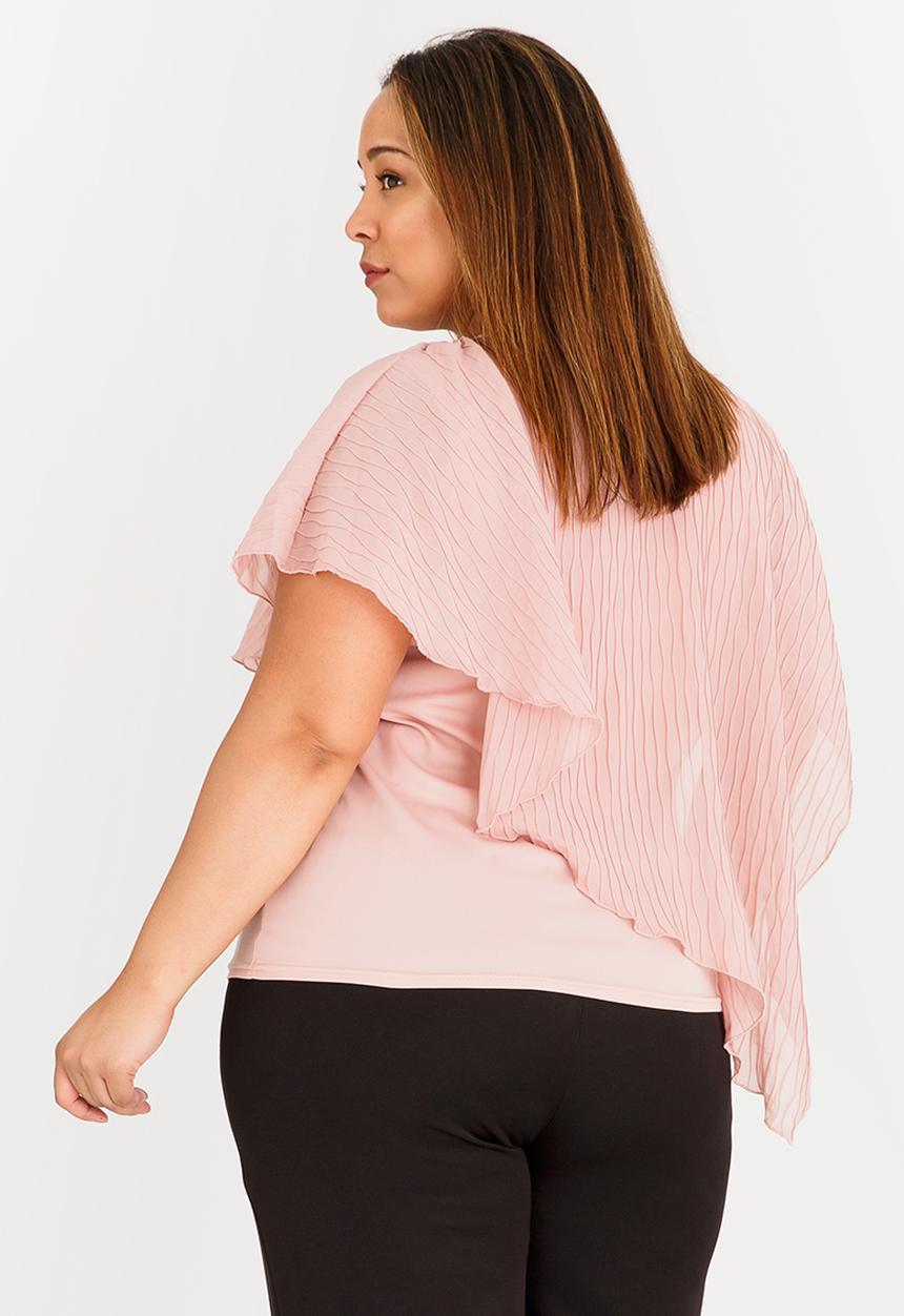 edit Plus - Pleated Asymmetrical Blouse Pale Pink