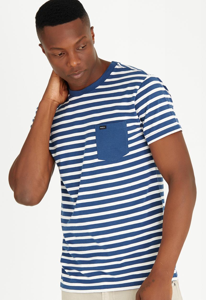 RVCA - Mana Rib-knit Crew neck T-Shirt Navy
