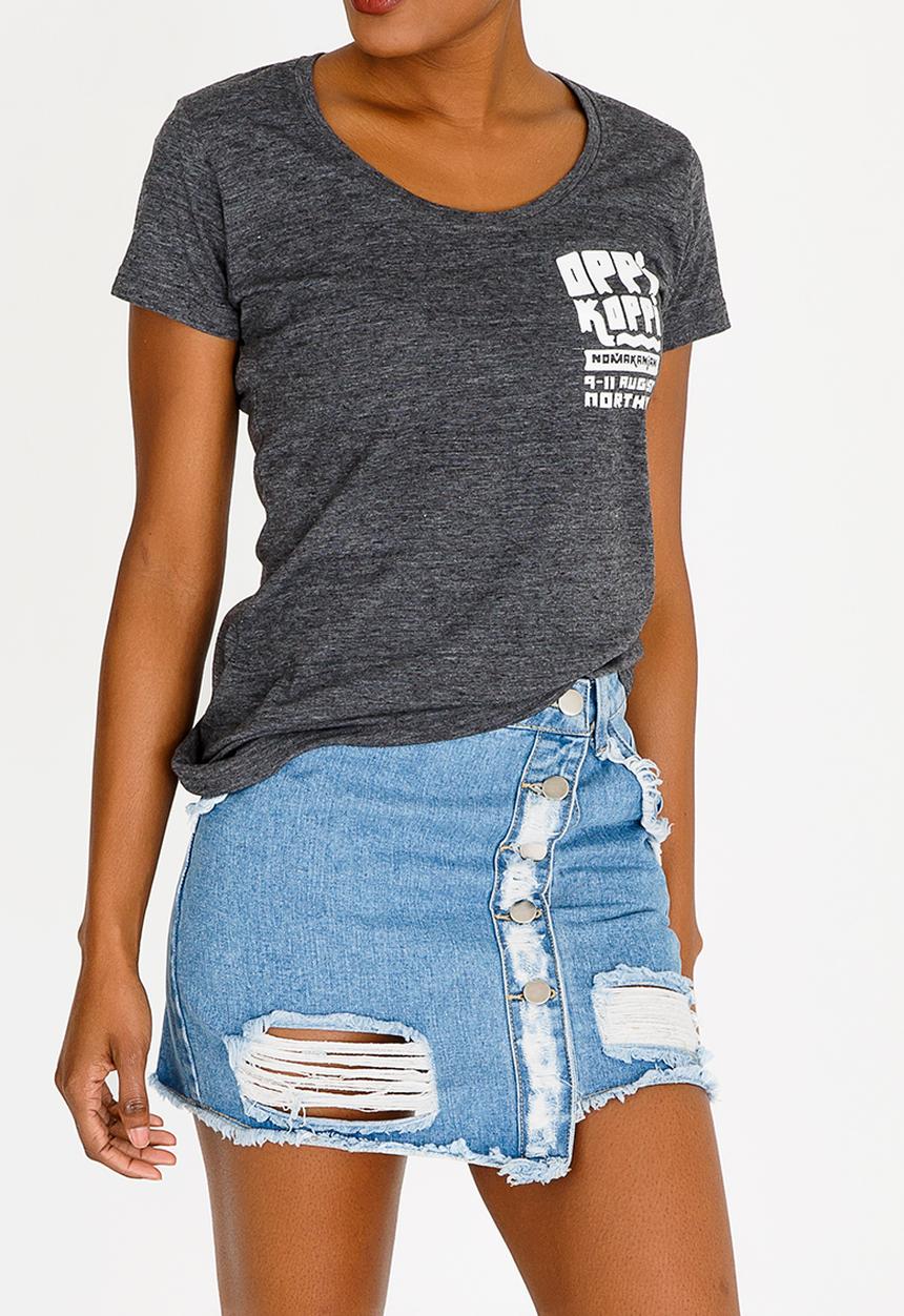 OppiKoppi - Crew Neck Melange T-shirt Charcoal