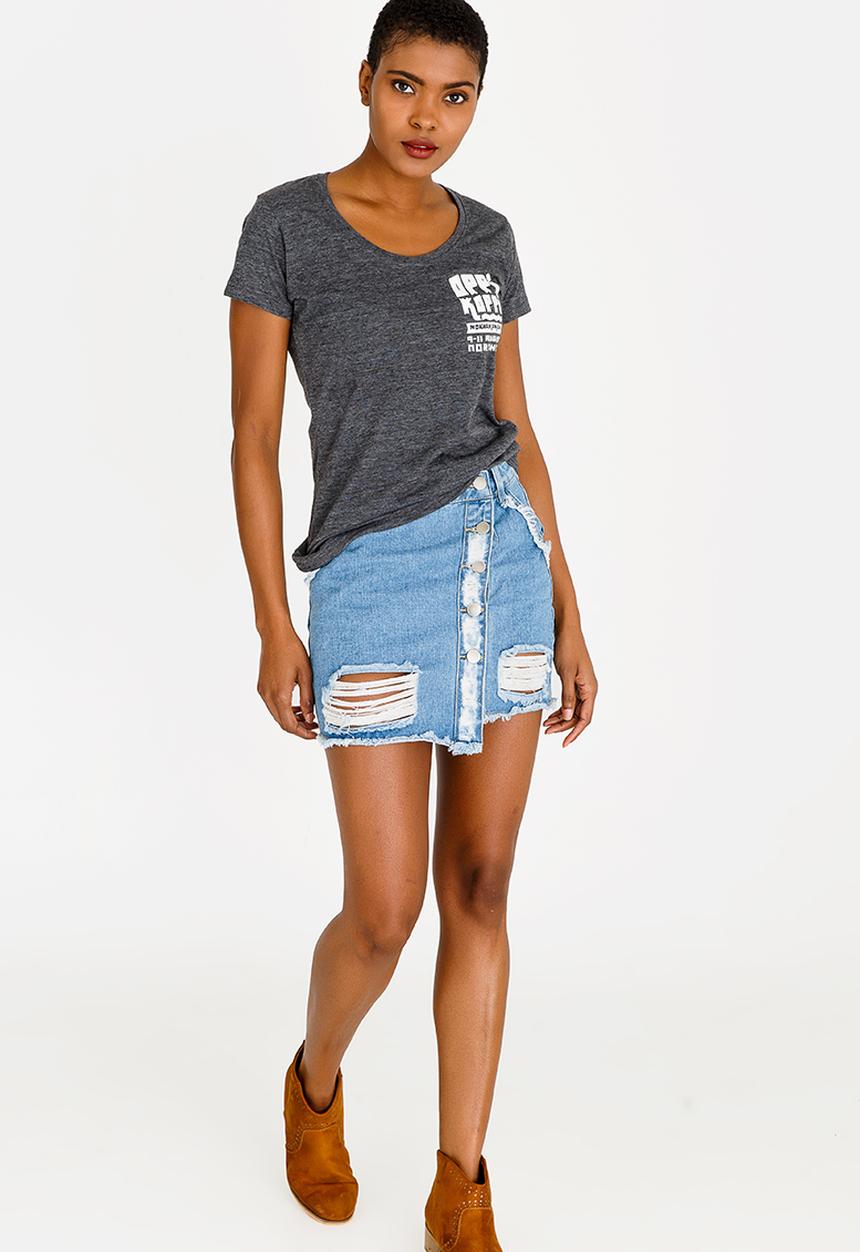 OppiKoppi - Crew Neck Melange T-shirt Charcoal