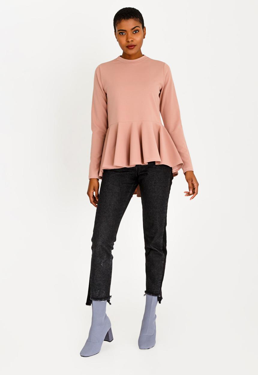 c(inch) - Peplum T-shirt Pale Pink