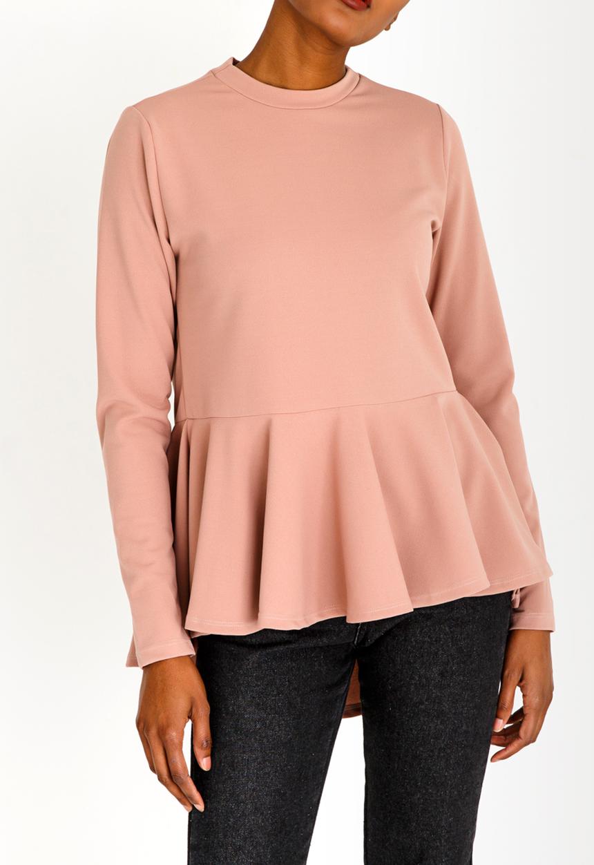 c(inch) - Peplum T-shirt Pale Pink