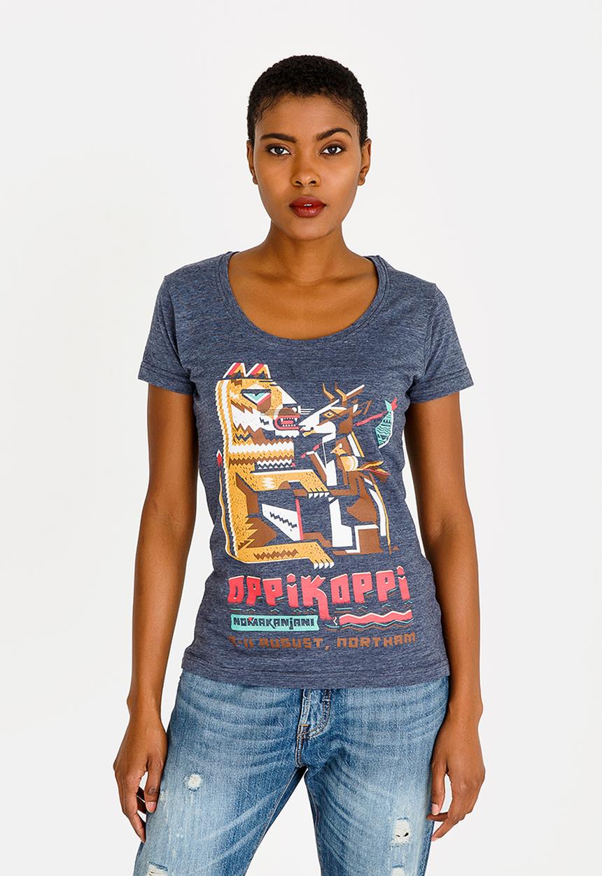 OppiKoppi - Crew Neck Melange T-shirt Navy