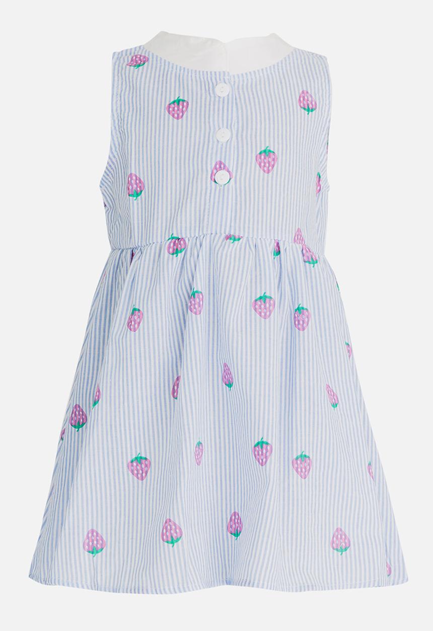 Pop Candy - Strawberry Printed Dress Pale Blue