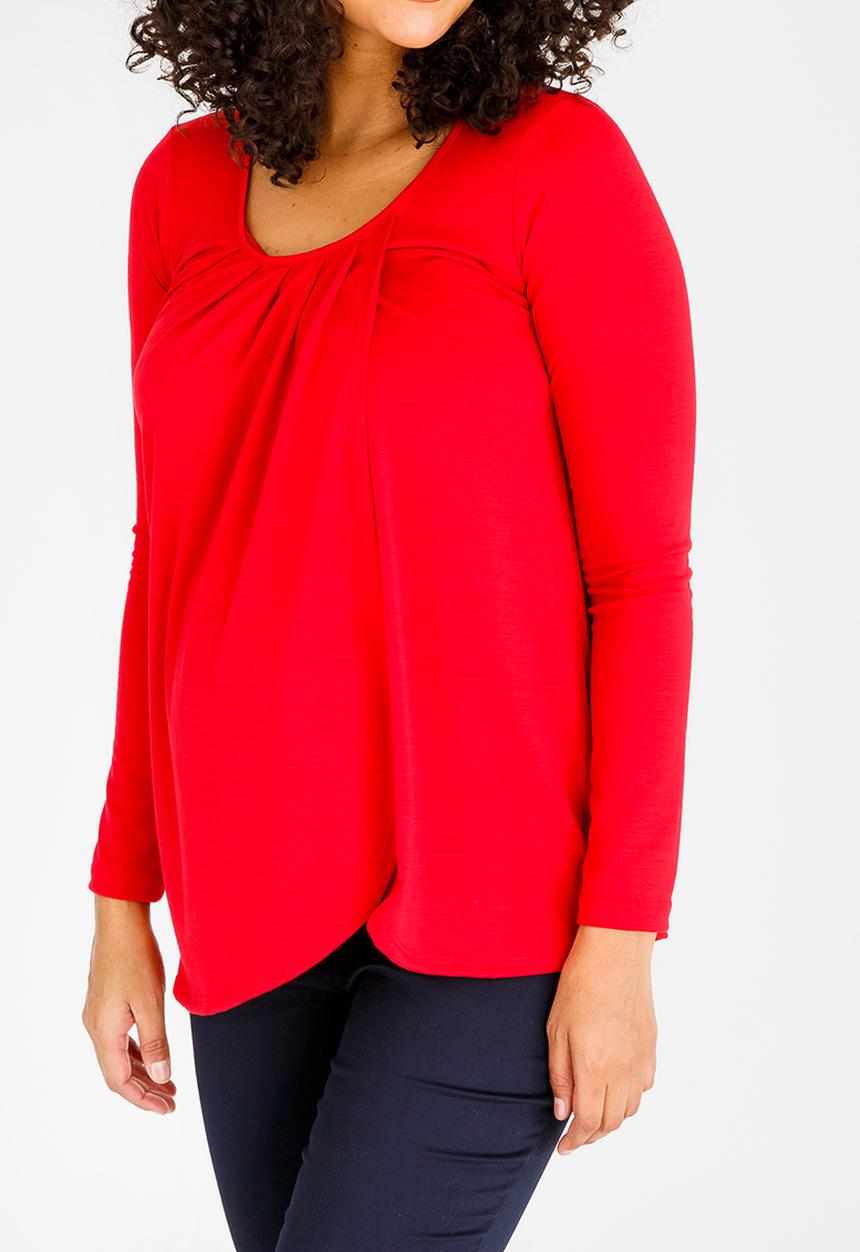 edit Maternity - Pleated Feeding Top Red