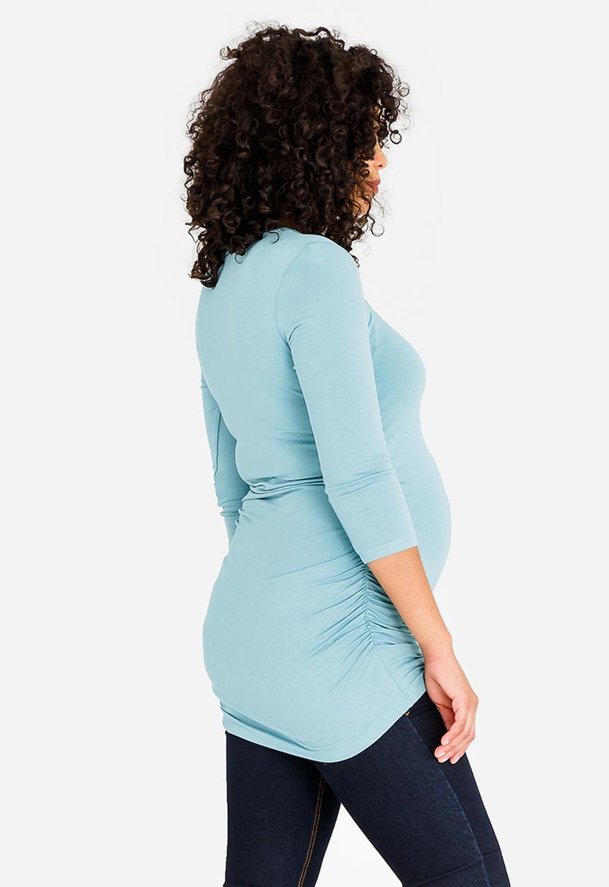 Cherry Melon - 3/4 Sleeve Side Detail Tee Pale Blue