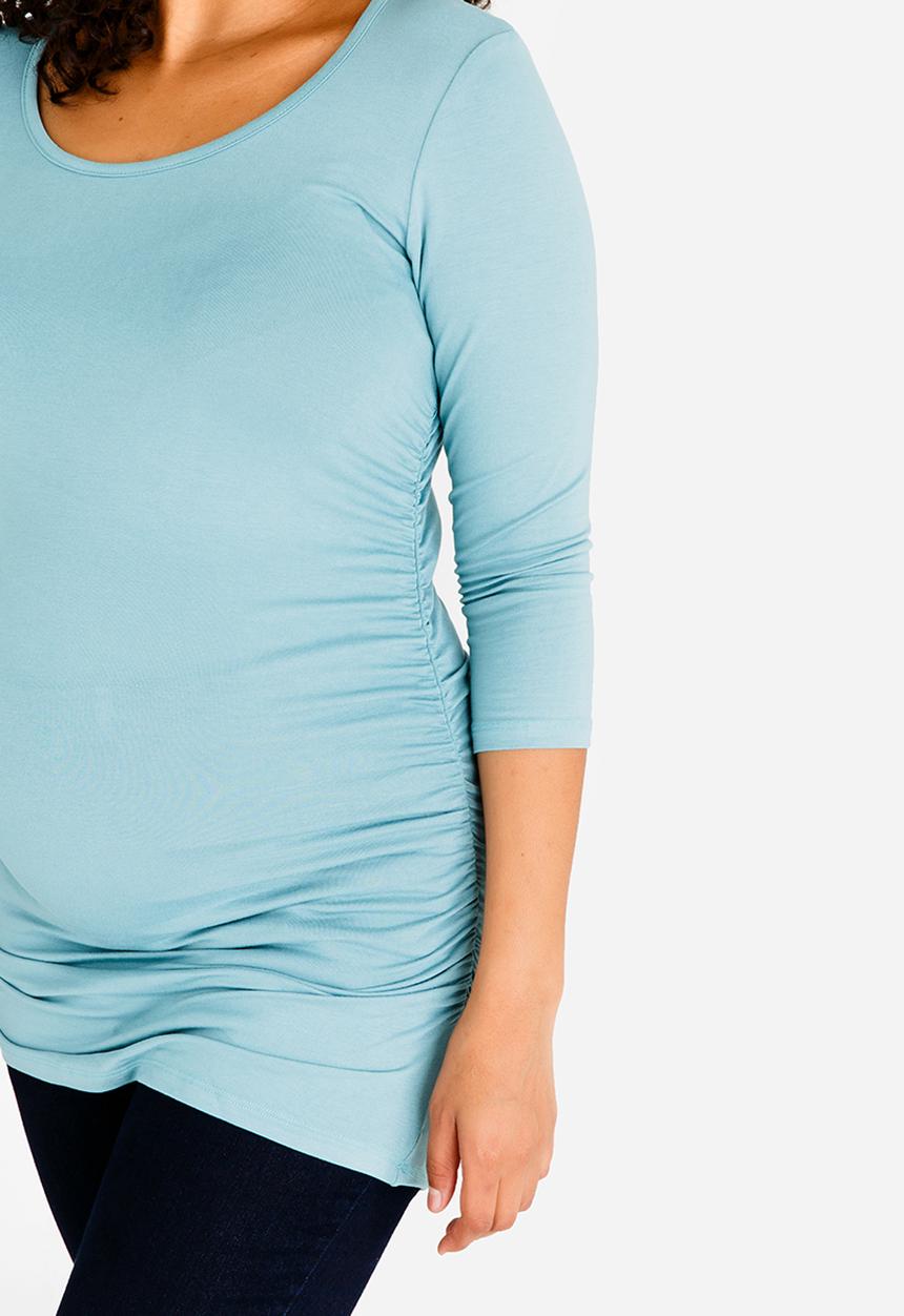 Cherry Melon - 3/4 Sleeve Side Detail Tee Pale Blue
