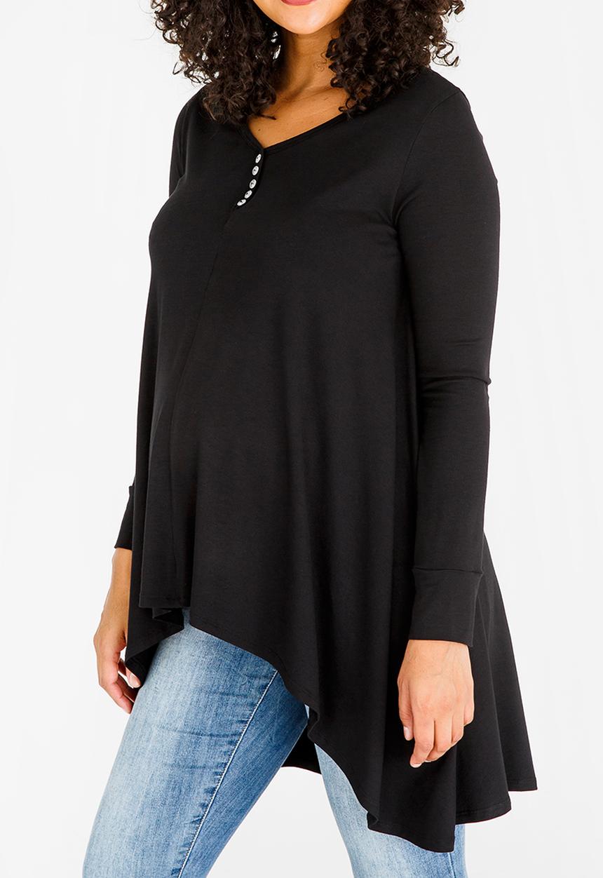 edit Maternity - Rib Swing Top Black