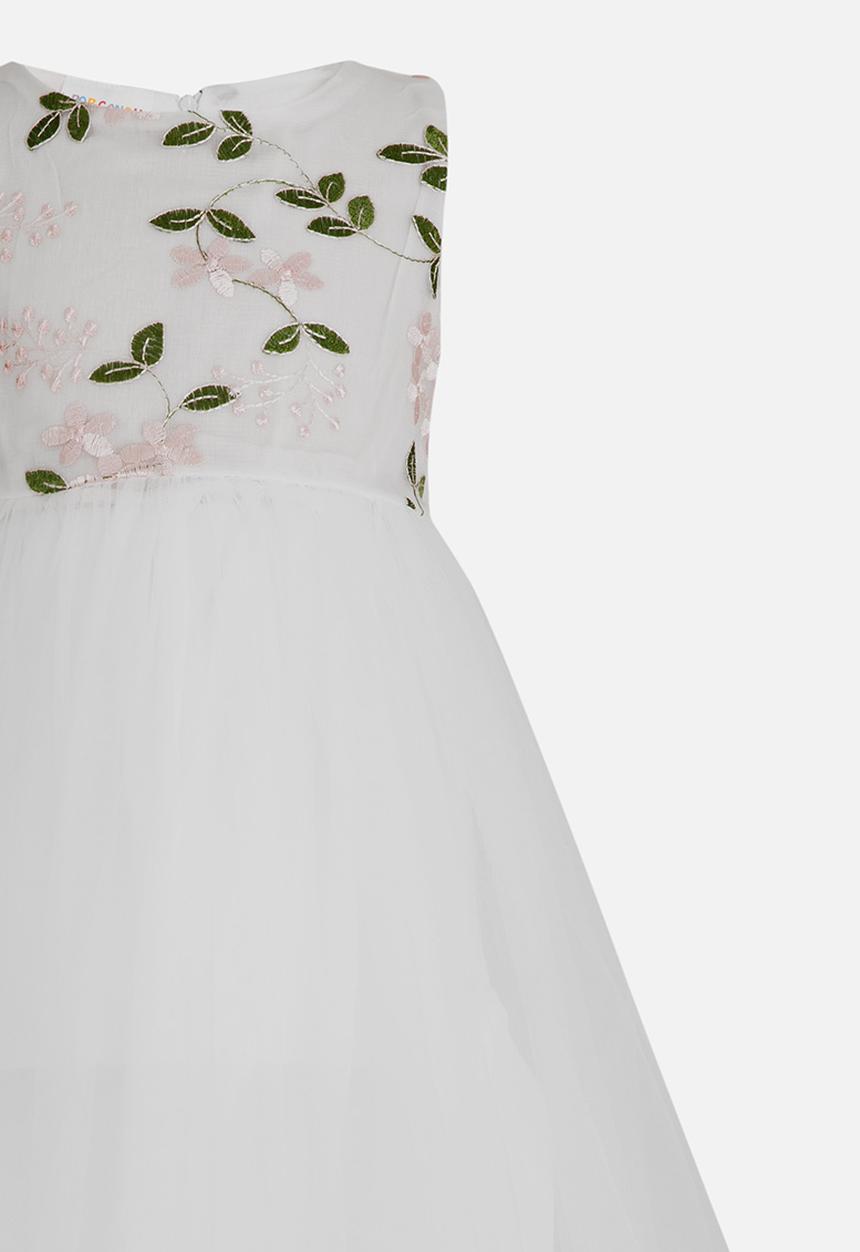 Pop Candy - Flower Embroidered Tutu Dress White