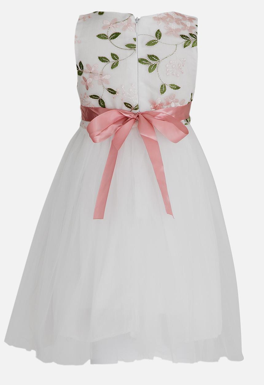 Pop Candy - Flower Embroidered Tutu Dress White