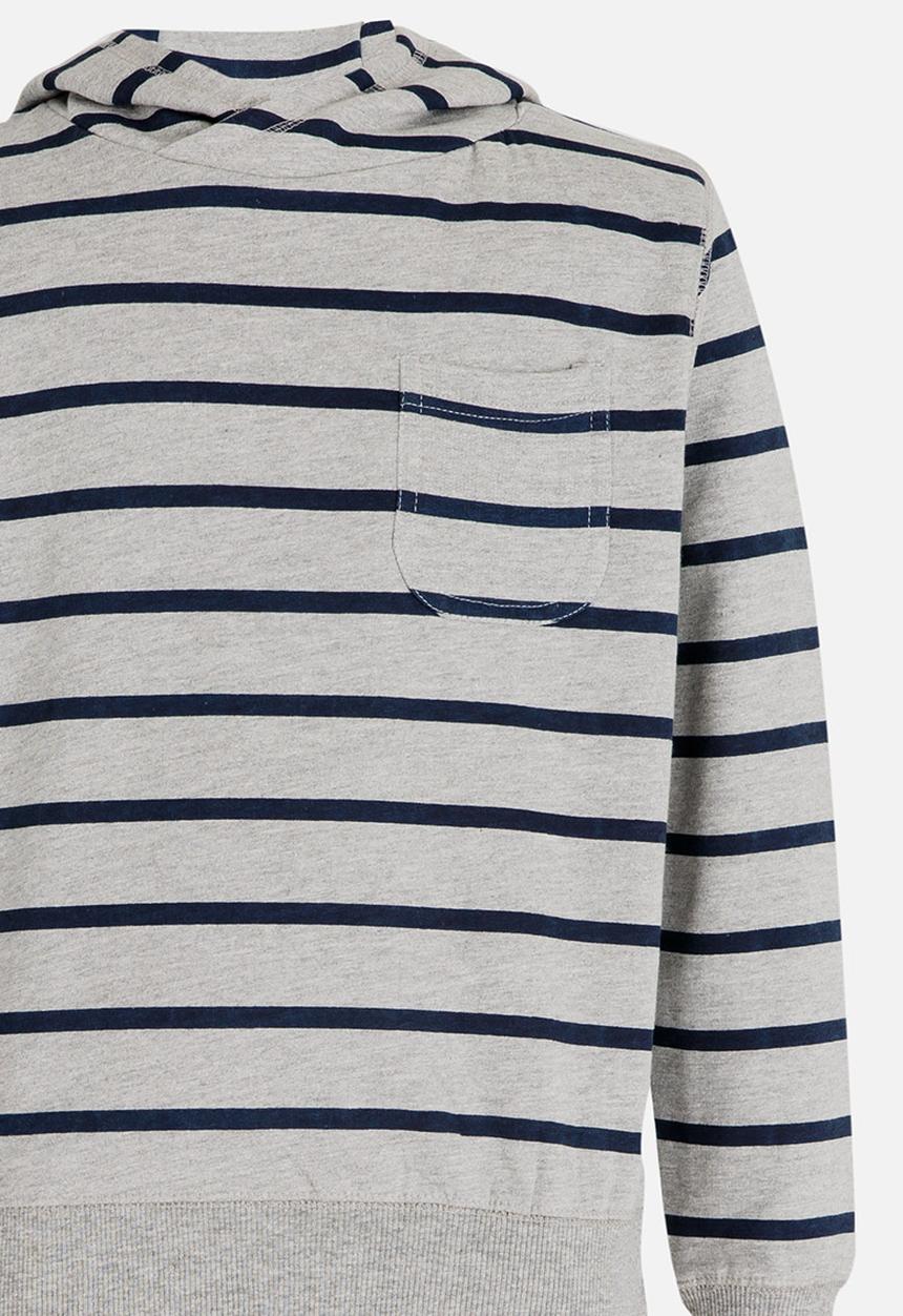 Pop Candy - Boys Grey Melange Stripe Hoody Grey