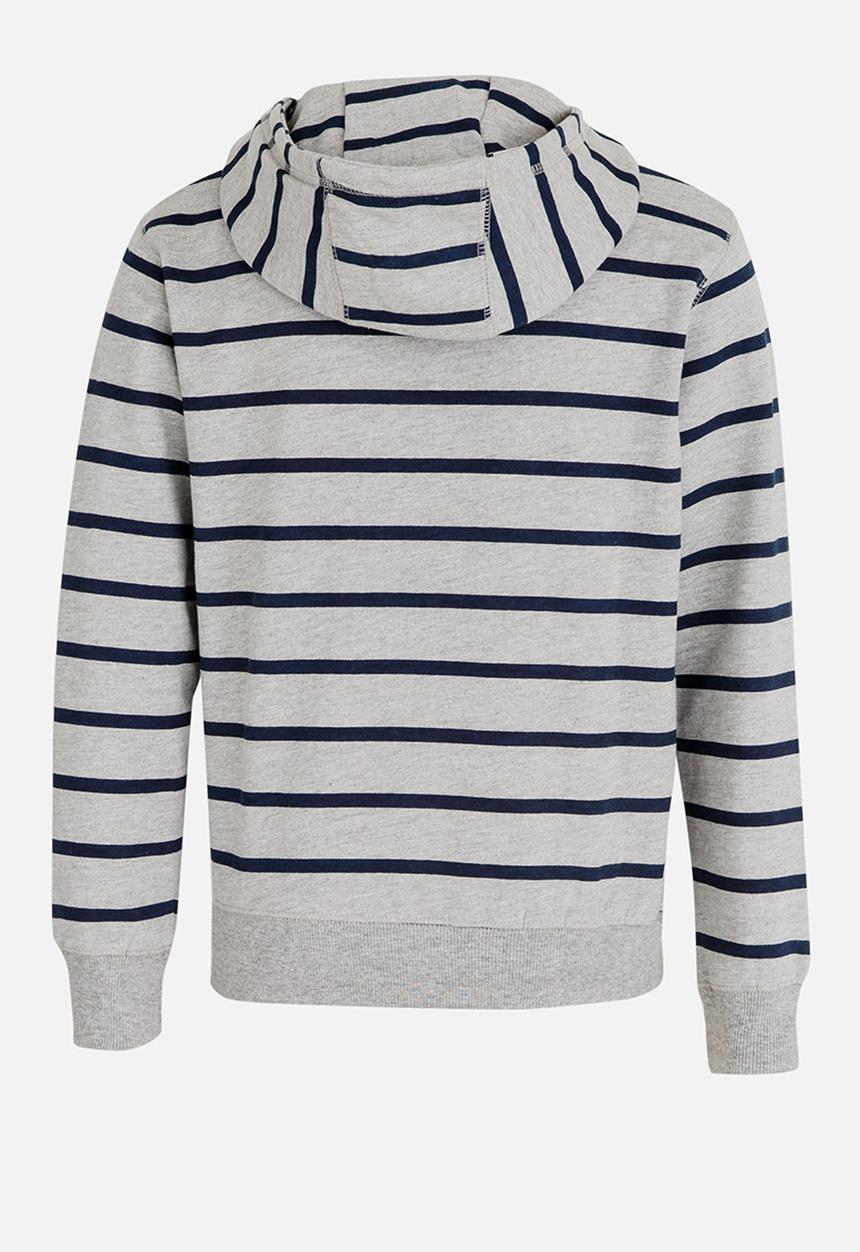 Pop Candy - Boys Grey Melange Stripe Hoody Grey