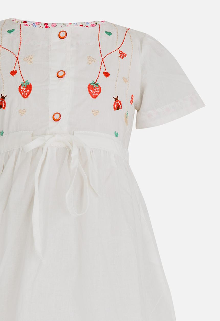 Pop Candy - Printed Short Sleeve Dress White