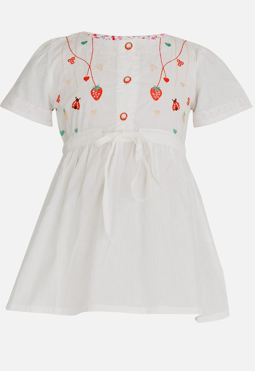 Pop Candy - Printed Short Sleeve Dress White