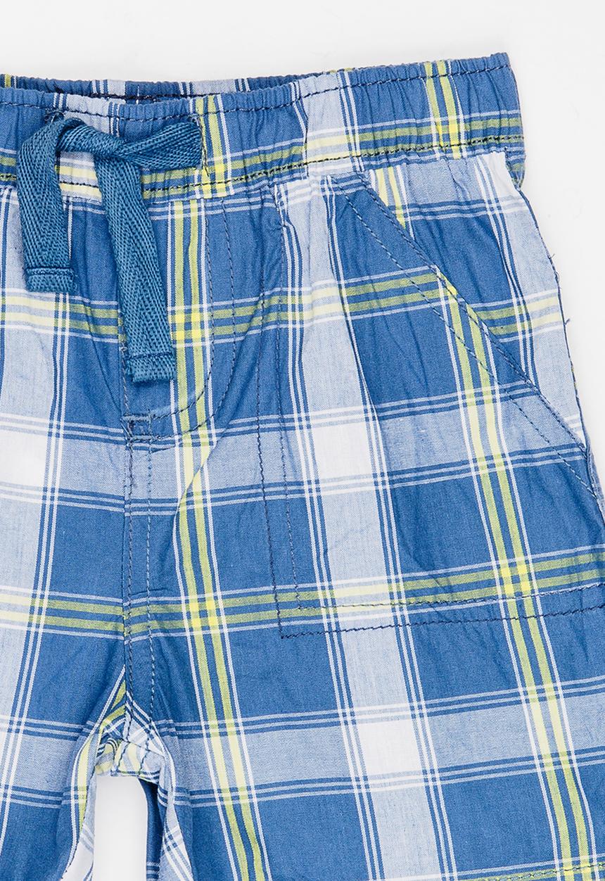Twin Clothing - Check Block Print Shorts Blue