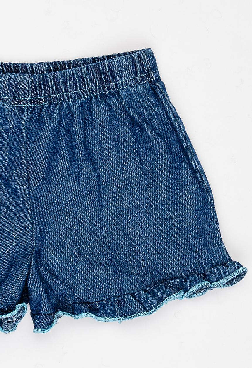 Pop Candy - Frilly denim shorts - blue