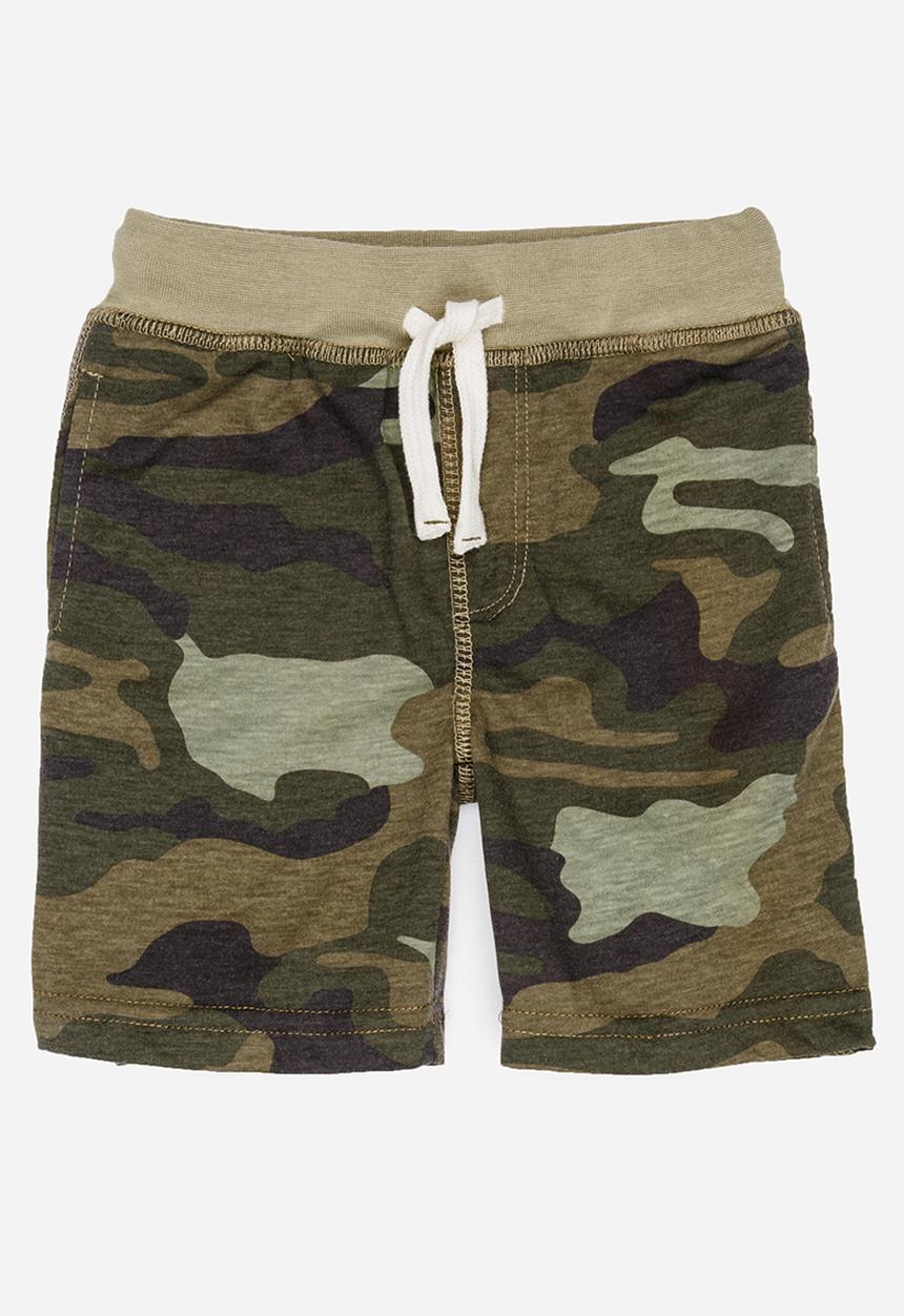 Pop Candy - Army Printed Shorts Khaki Green