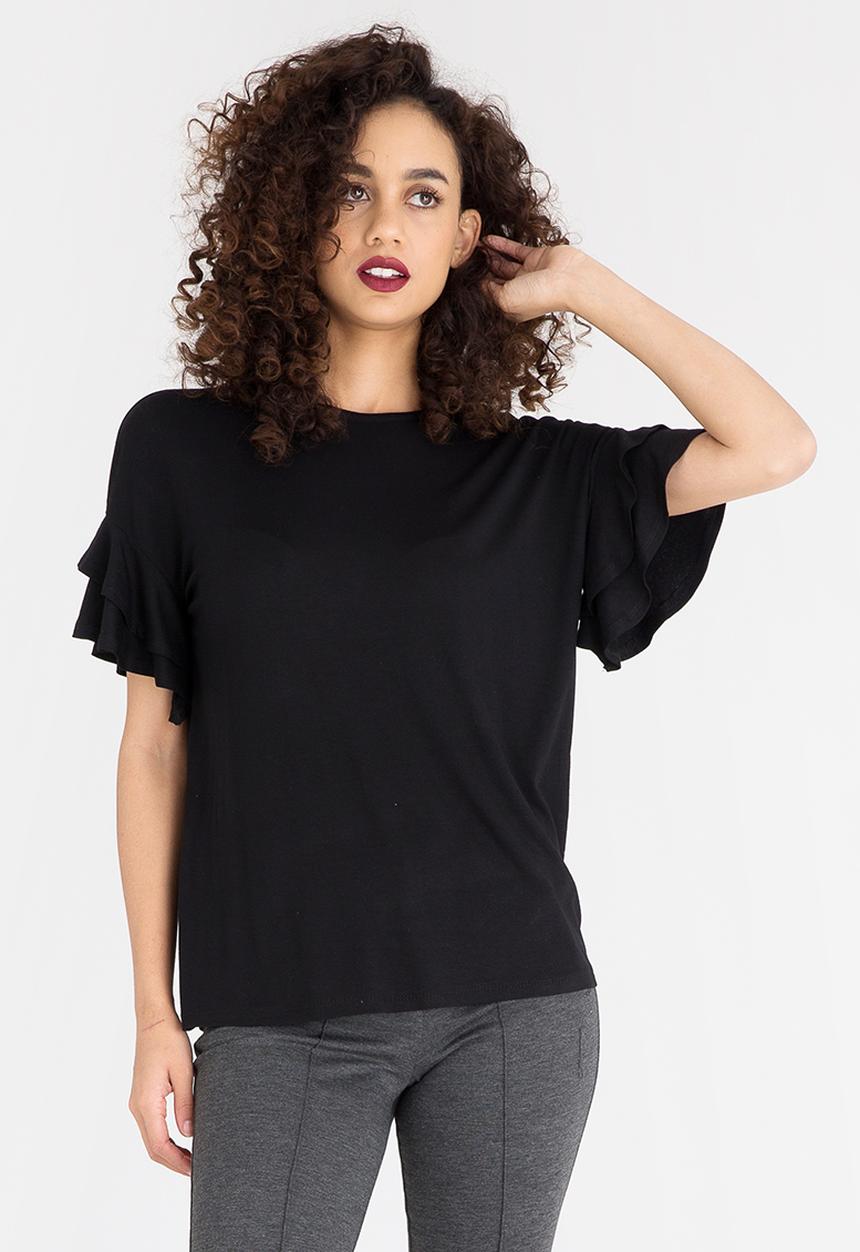 edit - Ruffle T-shirt Black